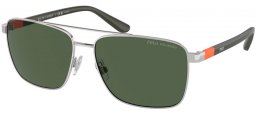Sunglasses - POLO Ralph Lauren - PH3137 - 90019A  SHINY SILVER // DARK GREEN POLARIZED