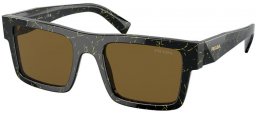 Lunettes de soleil - Prada - SPR 19WS - 19D01T BLACK ON YELLOW MARBLE // DARK BROWN