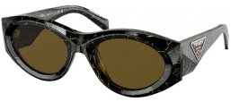 Sunglasses - Prada - SPR 20ZS - 19D01T BLACK ON YELLOW MARBLE // DARK BROWN