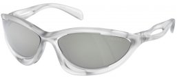 Gafas de Sol - Prada - SPR A23S - 14V60H  FROSTED CRYSTAL // CLEAR MIRROR SILVER 80