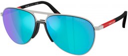 Gafas de Sol - Prada Linea Rossa - SPS 53ZS - 1BC08R  SILVER // LIGHT GREEN MIRROR