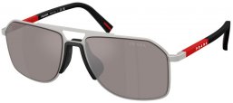 Gafas de Sol - Prada Linea Rossa - SPS B51S - 18X80I  MATTE SILVER // PURPLE BROWN MIRROR SILVER