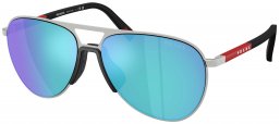 Gafas de Sol - Prada Linea Rossa - SPS 53ZS - 1BC08R  SILVER // LIGHT GREEN MIRROR