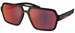 Gafas de Sol - Prada Linea Rossa - SPS A06S - DG008F  MATTE RUBBER BLACK // DARK GREY MIRROR BLUE RED