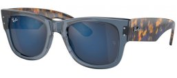 Lunettes de soleil - Ray-Ban® - Ray-Ban® RB0840S MEGA WAYFARER - 6638O4 TRANSPARENT DARK BLUE // BLUE MIRROR ANTIREFLECTION