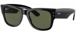 Lunettes de soleil - Ray-Ban® - Ray-Ban® RB0840S MEGA WAYFARER - 901/58 BLACK // GREEN POLARIZED