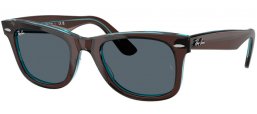 Gafas de Sol - Ray-Ban® - Ray-Ban® RB2140 ORIGINAL WAYFARER - 1446R5  BROWN ON TRANSPARENT BLUE // BLUE