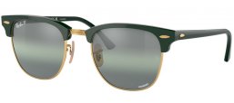 Sunglasses - Ray-Ban® - Ray-Ban® RB3016 CLUBMASTER - 1368G4 GREEN ON GOLD // SILVER GRADIENT GREEN MIRROR POLARIZED