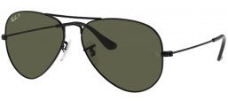 Sunglasses - Ray-Ban® - Ray-Ban® RB3025 AVIATOR LARGE METAL - 002/58  BLACK // CRYSTAL GREEN POLARIZED