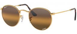 Sunglasses - Ray-Ban® - Ray-Ban® RB3447 ROUND METAL - 001/G5 GOLD // BROWN GRADIENT MIRROR SILVER POLARIZED