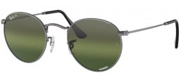 Sunglasses - Ray-Ban® - Ray-Ban® RB3447 ROUND METAL - 004/G4 GUNMETAL // GREEN GRADIENT MIRROR SILVER POLARIZED