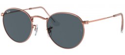 Lunettes de soleil - Ray-Ban® - Ray-Ban® RB3447 ROUND METAL - 9202R5 ROSE GOLD // BLUE ANTIREFLECTION