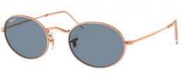Sunglasses - Ray-Ban® - Ray-Ban® RB3547 OVAL - 9202S2  ROSE GOLD // BLUE POLARIZED