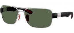 Sunglasses - Ray-Ban® - Ray-Ban® RB3763M - F03171  SILVER // DARK GREEN