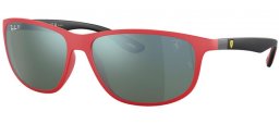 Sunglasses - Ray-Ban® - Ray-Ban® RB4394M - F678H1 MATTE RED // GREEN MIRROR SILVER POLARIZED