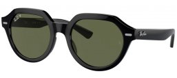 Lunettes de soleil - Ray-Ban® - Ray-Ban® RB4399 GINA - 901/58 BLACK // GREEN POLARIZED