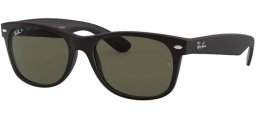 Sunglasses - Ray-Ban® - Ray-Ban® RB2132 NEW WAYFARER - 622/58 RUBBER BLACK // G-15 GREEN POLARIZED