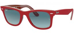 Sunglasses - Ray-Ban® - Ray-Ban® RB2140 ORIGINAL WAYFARER - 12963M RED ON TRANSPARENT GREY // BLUE GRADIENT