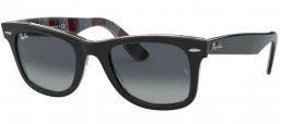 Sunglasses - Ray-Ban® - Ray-Ban® RB2140 ORIGINAL WAYFARER - 13183A BLACK ON CHEVRON GREY BURGUNDY // LIGHT GREY GRADIENT BLUE