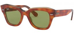 Sunglasses - Ray-Ban® - Ray-Ban® RB2186 STATE STREET - 12934E TOP TORTOISE TRANSPARENT BEIGE // BOTTLE GREEN