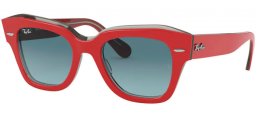 Sunglasses - Ray-Ban® - Ray-Ban® RB2186 STATE STREET - 12963M RED ON TRASPARENT GREY // BLUE GRADIENT GREY