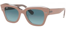 Sunglasses - Ray-Ban® - Ray-Ban® RB2186 STATE STREET - 12973M BEIGE ON TRASPARENT //  BLUE GRADIENT GREY