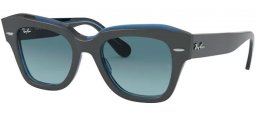 Sunglasses - Ray-Ban® - Ray-Ban® RB2186 STATE STREET - 12983M GREY ON TRASPARENT BLUE // BLUE GRADIENT GREY