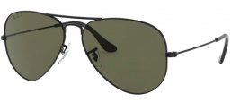 Sunglasses - Ray-Ban® - Ray-Ban® RB3025 AVIATOR LARGE METAL - W3361 MATTE BLACK // GREEN POLARIZED