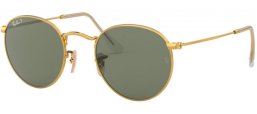 Lunettes de soleil - Ray-Ban® - Ray-Ban® RB3447 ROUND METAL - 001/58 GOLD // GREEN POLARIZED