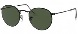 Sunglasses - Ray-Ban® - Ray-Ban® RB3447 ROUND METAL - 919931 BLACK // G-15 GREEN