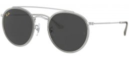 Sunglasses - Ray-Ban® - Ray-Ban® RB3647N ROUND DOUBLE BRIDGE - 9211B1 SILVER // DARK GREY