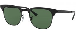 Lunettes de soleil - Ray-Ban® - Ray-Ban® RB3716 CLUBMASTER METAL - 186/58 BLACK TOP MATTE // GREEN POLARIZED