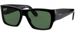 Lunettes de soleil - Ray-Ban® - Ray-Ban® RB2187 NOMAD - 901/58 SHINY BLACK // GREEN POLARIZED