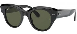 Sunglasses - Ray-Ban® - Ray-Ban® RB2192 ROUNDABOUT - 901/31 BLACK // GREEN