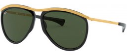 Sunglasses - Ray-Ban® - Ray-Ban® RB2219 OLYMPIAN AVIATOR - 901/31 BLACK // GREEN