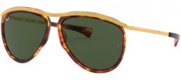 Sunglasses - Ray-Ban® - Ray-Ban® RB2219 OLYMPIAN AVIATOR - 954/31 STRIPPED HAVANA // GREEN