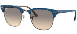 Sunglasses - Ray-Ban® - Ray-Ban® RB3016 CLUBMASTER - 131032 TOP WRINKLED BLUE ON BROWN // CLEAR GRADIENT GREY