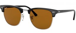 Sunglasses - Ray-Ban® - Ray-Ban® RB3016 CLUBMASTER - W3387 BLACK // BROWN