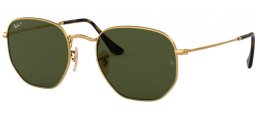 Sunglasses - Ray-Ban® - Ray-Ban® RB3548N HEXAGONAL - 001/58 GOLD // GREEN POLARIZED