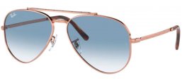 Sunglasses - Ray-Ban® - Ray-Ban® RB3625 NEW AVIATOR - 92023F ROSE GOLD // CLEAR GRADIENT BLUE