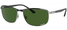 Gafas de Sol - Ray-Ban® - Ray-Ban® RB3671CH - 9144P1 BLACK ON SILVER // DARK GREEN POLARIZED