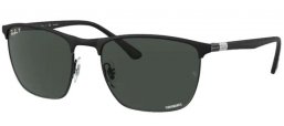 Sunglasses - Ray-Ban® - Ray-Ban® RB3686 - 186/K8 MATTE BLACK ON BLACK // DARK GREY POLARIZED