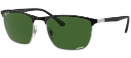 Sunglasses - Ray-Ban® - Ray-Ban® RB3686 - 9144P1 BLACK ON SILVER // DARK GREEN POLARIZED