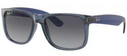 Lunettes de soleil - Ray-Ban® - Ray-Ban® RB4165 JUSTIN - 6596T3 TRANSPARENT BLUE // GREY GRADIENT POLARIZED