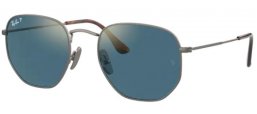 Sunglasses - Ray-Ban® - Ray-Ban® RB8148 HEXAGONAL - 9208T0 DEMIGLOSS GUNMETAL // BLUE MIRROR GOLD POLARIZED