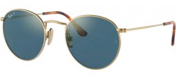 Gafas de Sol - Ray-Ban® - Ray-Ban® RB8247 ROUND - 9217T0 DEMIGLOSS BRUSHED GOLD // BLUE MIRROR GOLD POLARIZED