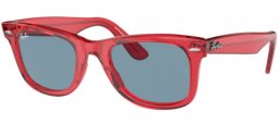 Sunglasses - Ray-Ban® - Ray-Ban® RB2140 ORIGINAL WAYFARER - 661456 TRANSPARENT RED // BLUE