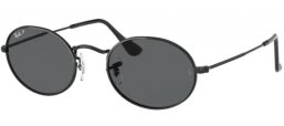 Sunglasses - Ray-Ban® - Ray-Ban® RB3547 OVAL - 002/B1 BLACK // DARK GREY