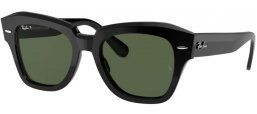 Lunettes de soleil - Ray-Ban® - Ray-Ban® RB2186 STATE STREET - 901/58 BLACK // GREEN POLARIZED