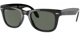 Sunglasses - Ray-Ban® - Ray-Ban® RB4105 FOLDING WAYFARER - 601/58 BLACK // CRYSTAL GREEN POLARIZED